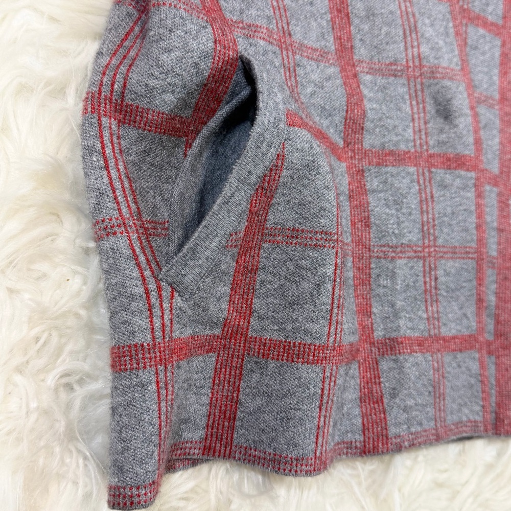 Anthropologie Moth Gray Red Plaid Collared Sweater Jacket - Picture 3 of 16